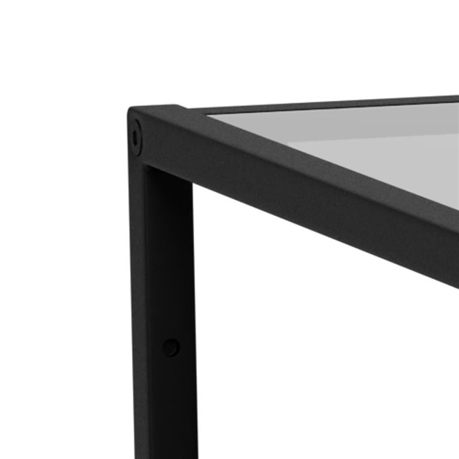 Bedside table Andolf, black, tempered glass/steel, H60x35x40cm
