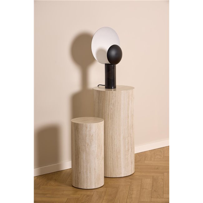 Pedestal set Aice, beige marble, MDF/paper travertine, H70cm D34cm