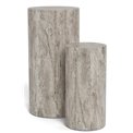 Pedestal set Aice, grey marble, MDF/paper travertine, H70cm D34cm