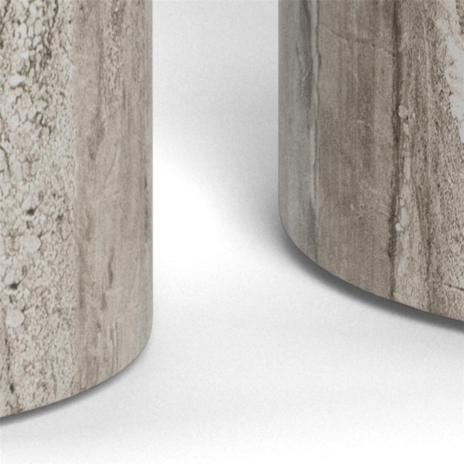 Pedestal set Aice, grey marble, MDF/paper travertine, H70cm D34cm