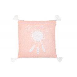 Cushion with 4 tassels, pink, 40x40cm