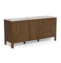 Sideboard Aktapon, brown/beige, lacquered oak veneer, H75x40x160cm