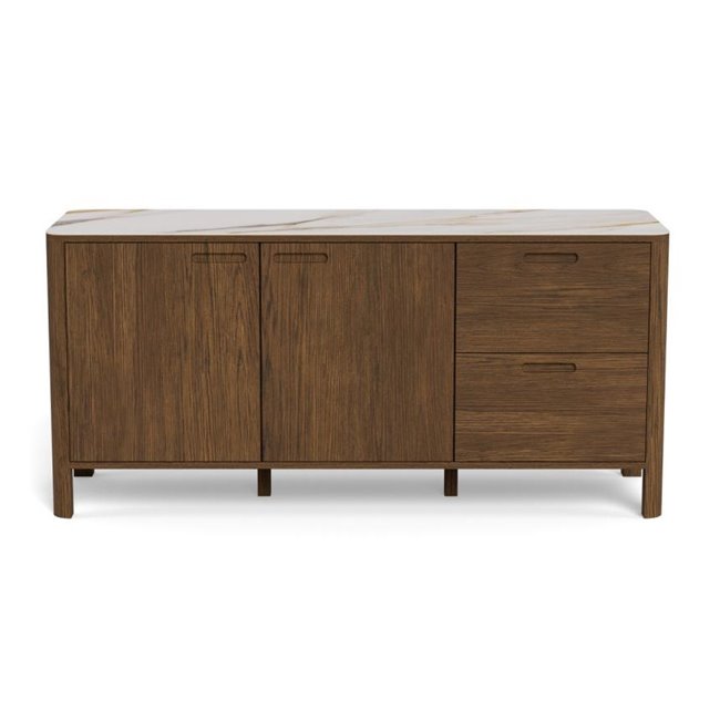 Sideboard Aktapon, brown/beige, lacquered oak veneer, H75x40x160cm