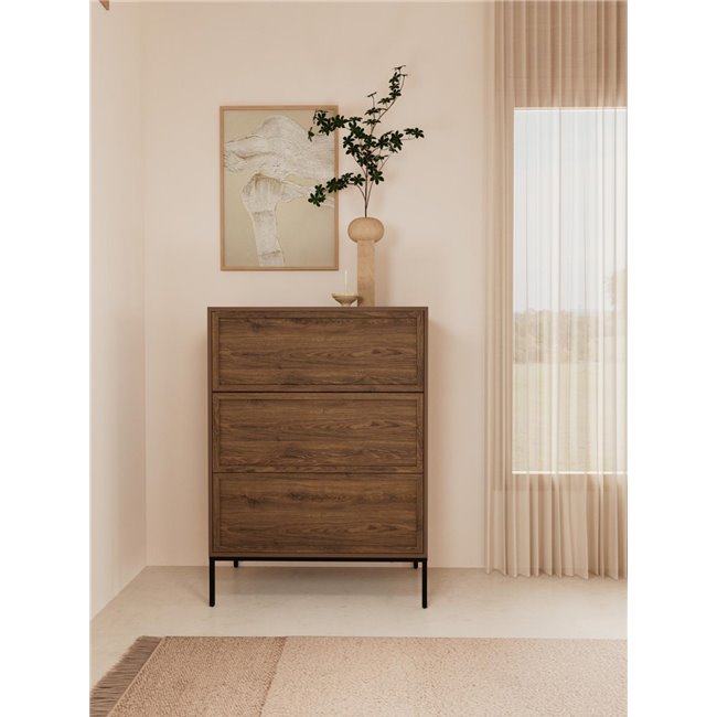 Chest of drawers Almdale, brown, steel/MDF, H110x40x80cm