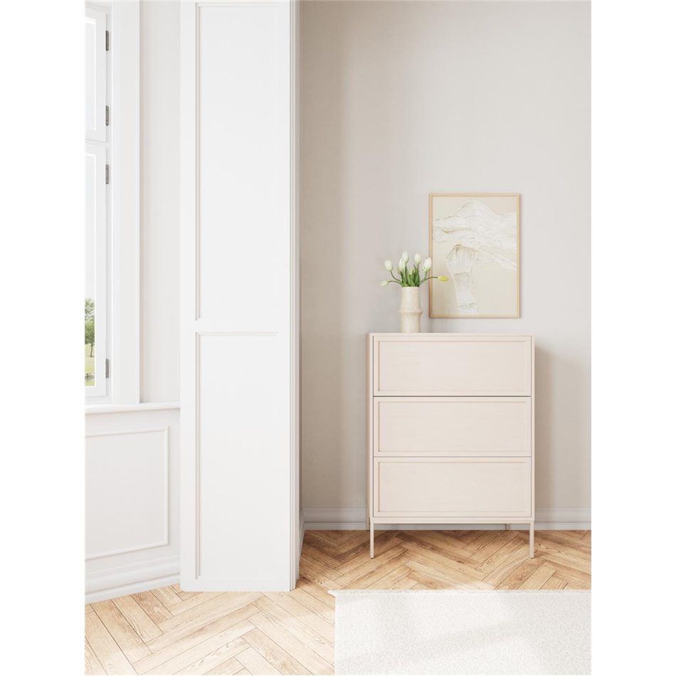 Chest of drawers Almdale, beige, steel/MDF, H110x40x80cm