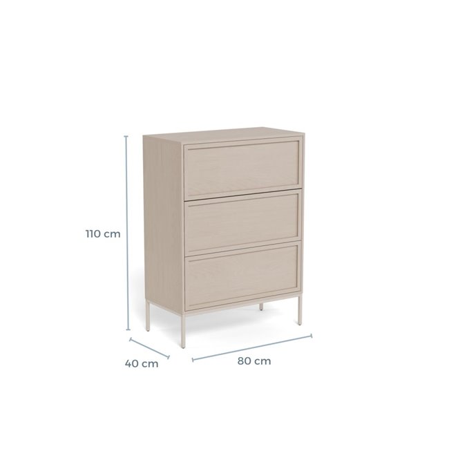 Chest of drawers Almdale, beige, steel/MDF, H110x40x80cm
