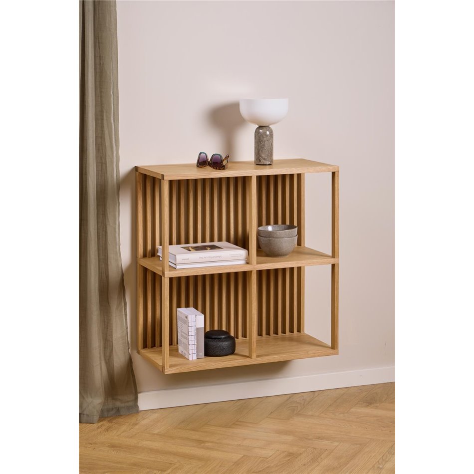 Wall shelf Alington, oiled oak veneer/melamine, H69x31x67cm