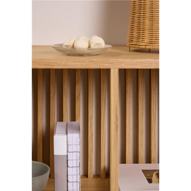 Wall shelf Alington, oiled oak veneer/melamine, H35.5x31x67cm