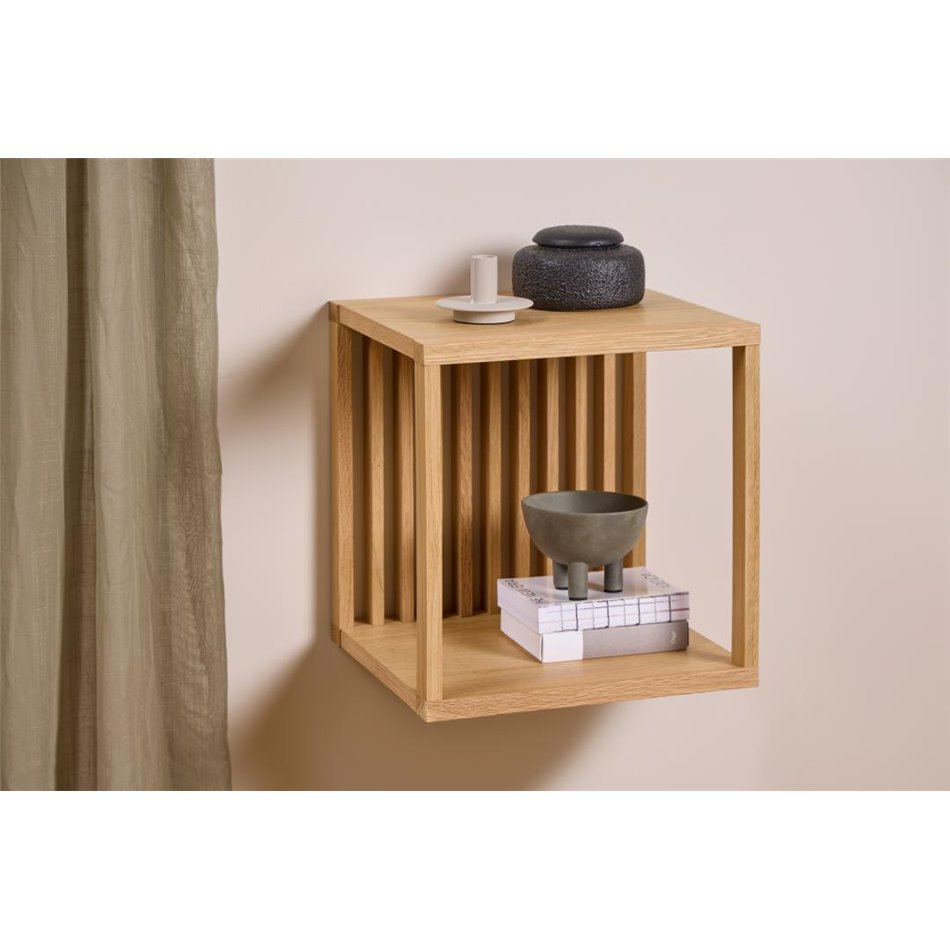 Wall shelf Alington, oiled oak veneer/melamine, H35.5x31x34cm