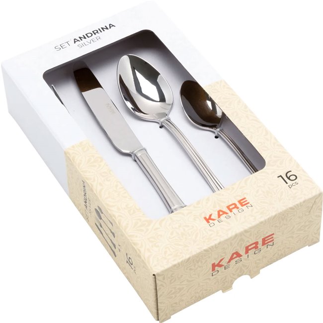 Cutlery set Andrina Silver for 4 persons, 16 pcs., H25x14x6cm