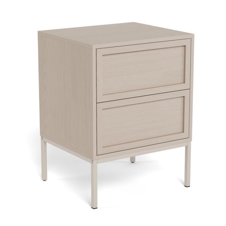 Bedside table Almdale, beige, steel/MDF, H61x40x45.6cm
