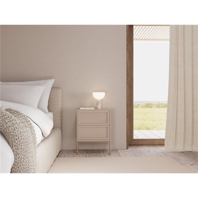 Bedside table Almdale, beige, steel/MDF, H61x40x45.6cm