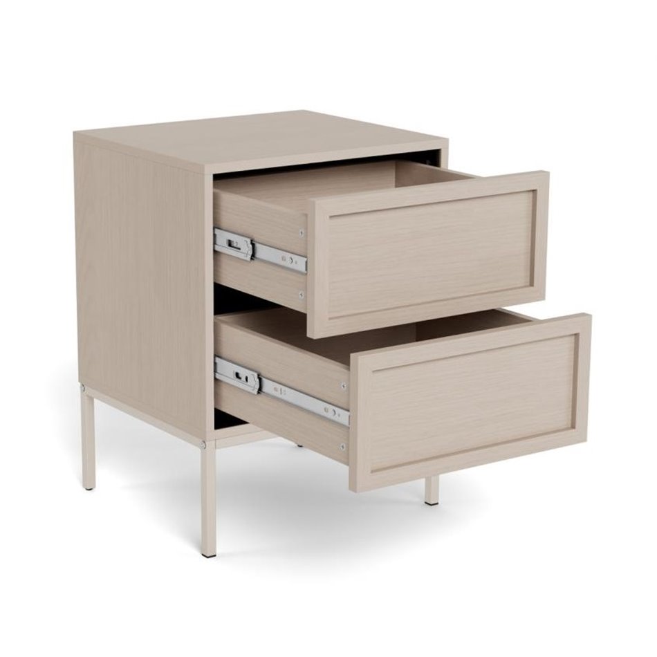 Bedside table Almdale, beige, steel/MDF, H61x40x45.6cm