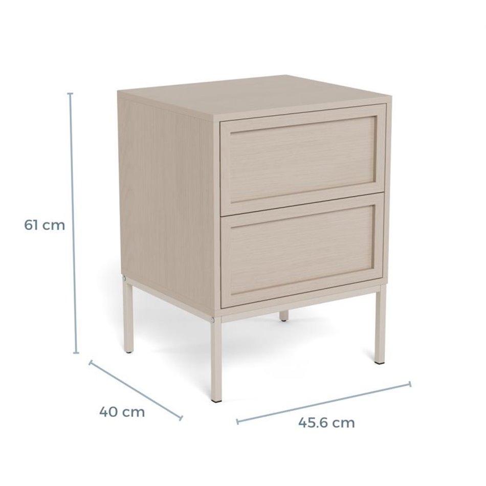Bedside table Almdale, beige, steel/MDF, H61x40x45.6cm