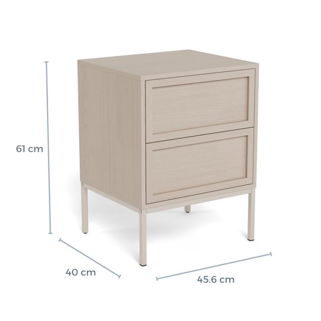 Bedside table Almdale, beige, steel/MDF, H61x40x45.6cm