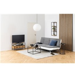 Sofa bed Akit, extendable, gray/white, H91x98x196cm, seat height 39cm