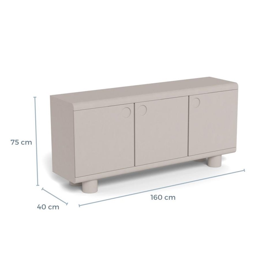 Sideboard Acage, light gray, MDF, H75x40x160cm