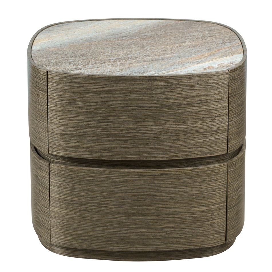 Night stand Savero, plywood/oak veneer/marble, H50x55x43cm