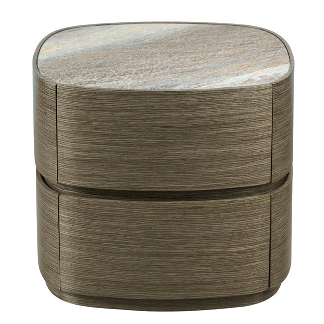 Night stand Savero, plywood/oak veneer/marble, H50x55x43cm