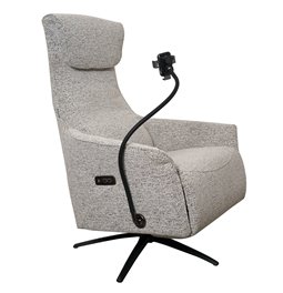 Electric recliner Olivy 112, 2 motors, gray-white, rotatable 360 degrees, H86-115x76x74-171cm, seat height 44-48cm