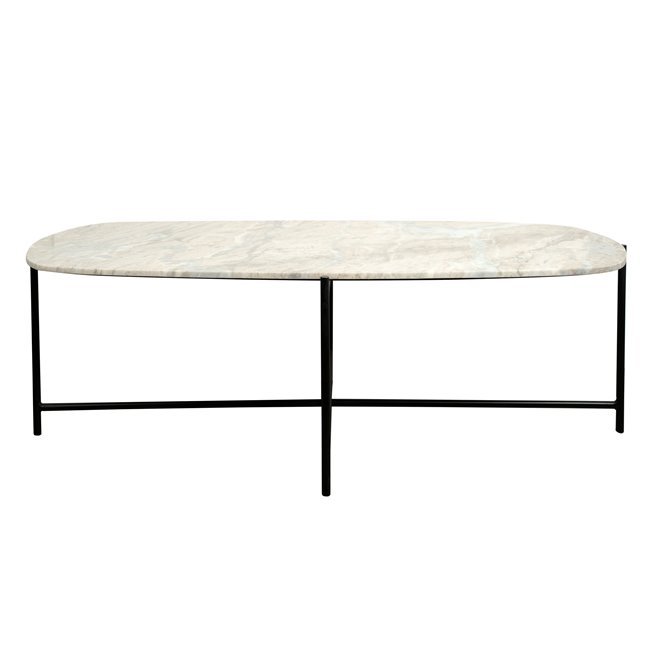 Coffee table Jette, metal/marble, 123x64cm H40cm