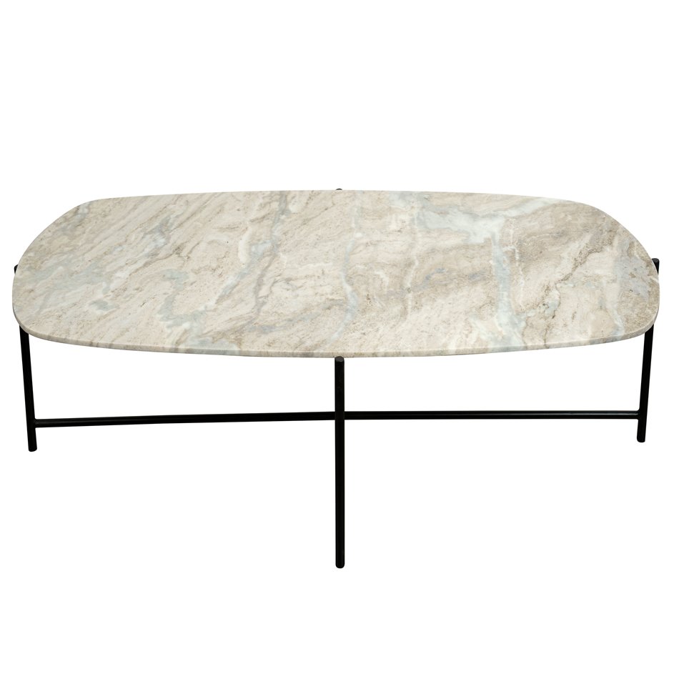 Coffee table Jette, metal/marble, 123x64cm H40cm