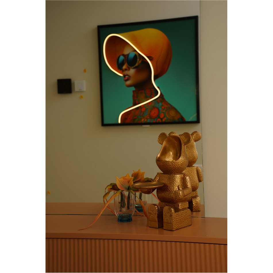 Klaasist pilt Lady in yellow LED-iga, 80x80x3.5cm