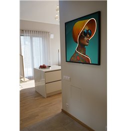 Klaasist pilt Lady in yellow LED-iga, 80x80x3.5cm