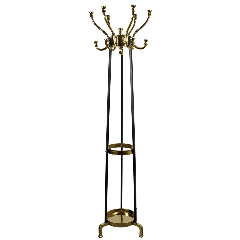 Coat hanger Jorens, black/gold color, metal, H166x39x39cm