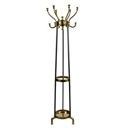 Coat hanger Jorens, black/gold color, metal, H166x39x39cm