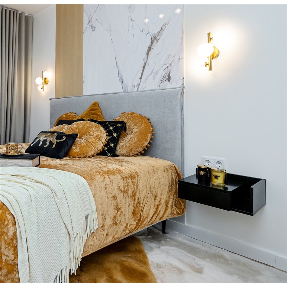 Bedside table Ashlan, MDF, black, H16.5x40x32cm