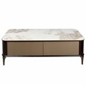 Coffee table Sarenno, sintered stone/MDF/ash veneer/metal, 130x70cm H40cm