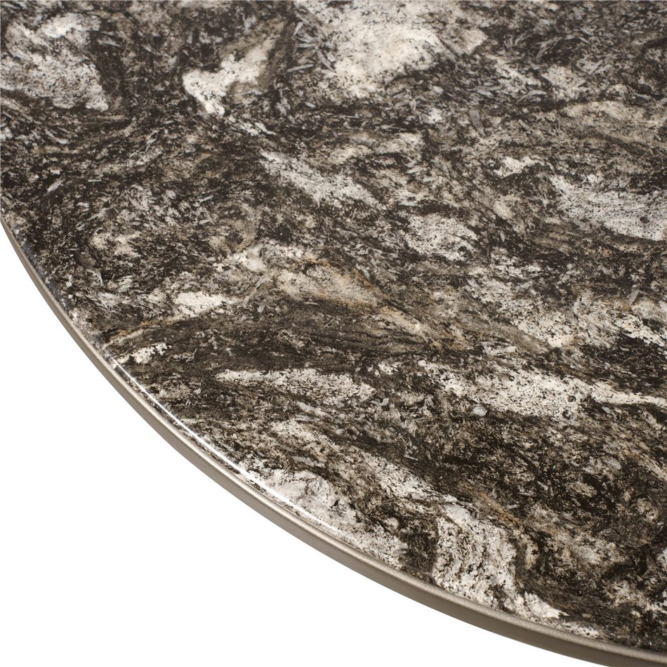 Coffee table Saulre black, MDF/artificial marble, D90cm H34cm