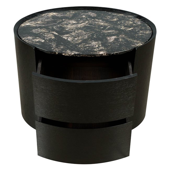 Прикроватный столик Savelli black, фанера/древесный шпон/искусственный мрамор, H48x60x41cm