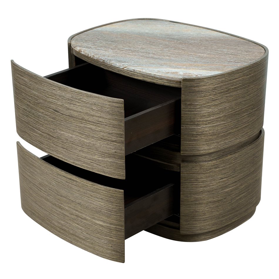 Bedside table Savero, plywood/oak veneer/marble, H50x55x43cm