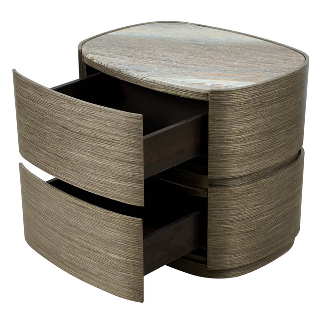 Bedside table Savero, plywood/oak veneer/marble, H50x55x43cm