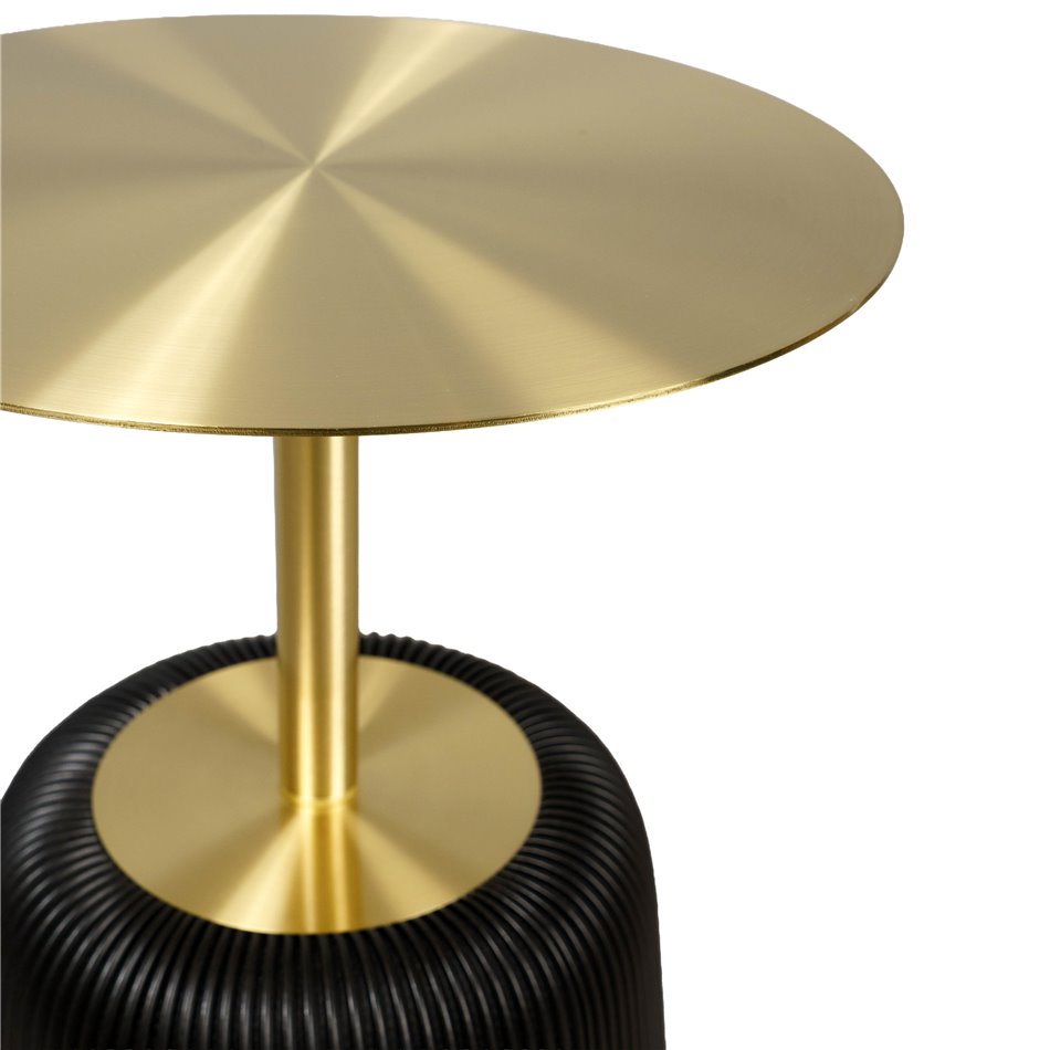 Side table Jade, black/gold color, PU/metal, D40cm H55cm
