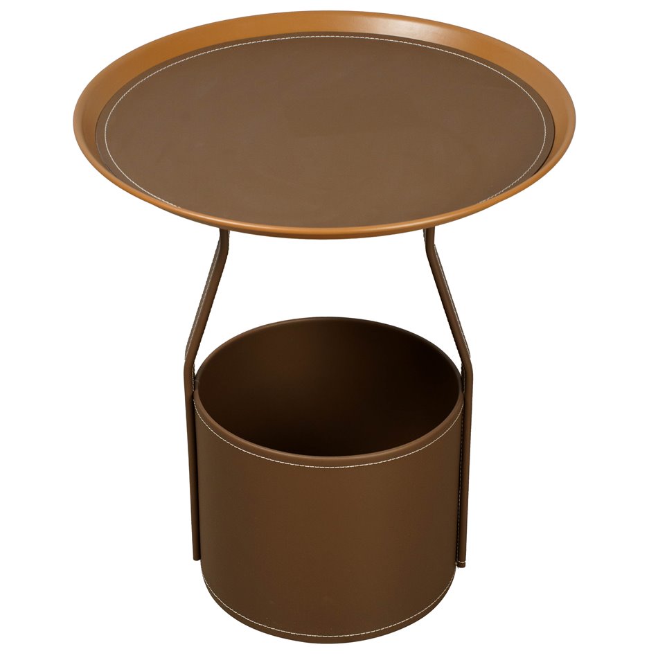 Side table Jakko, brown, iron/PU, D48cm H53cm