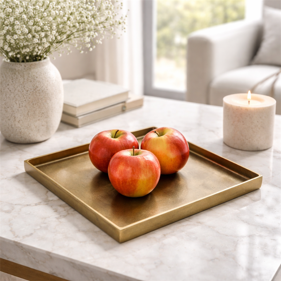 Metal tray Jorina gold, 25x25cm H2cm