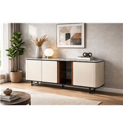 Puhvetkapp Saraso, MDF/pähklispoon/marmor/metall, H80x180x45cm