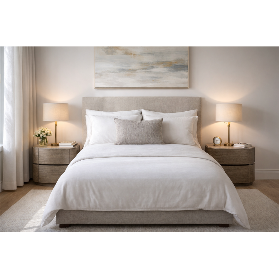 Bedside table Savero, plywood/oak veneer/marble, H50x55x43cm