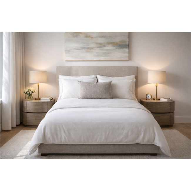 Bedside table Savero, plywood/oak veneer/marble, H50x55x43cm