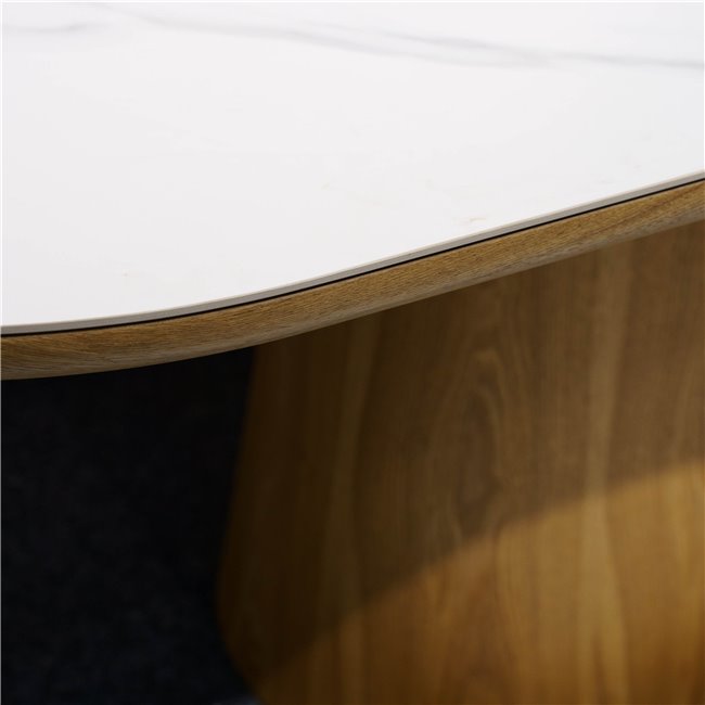 Dining table Trinite, sintered stone/MDF/ash veneer, 200x90cm H77cm