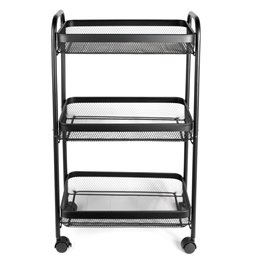Metallist riiul Mayaj ratastel, must, H79x45x23cm