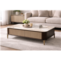 Coffee table Sarenno, sintered stone/MDF/ash veneer/metal, 130x70cm H40cm