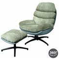 Armchair Vincento with footstool, green 09, rotatable 360 degrees, H100x92x79cm, seat height 47cm