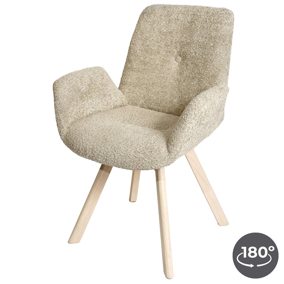 Chair Sanga 11, rotatable 180 degrees, beige, H84x61x61cm, seat height 47cm