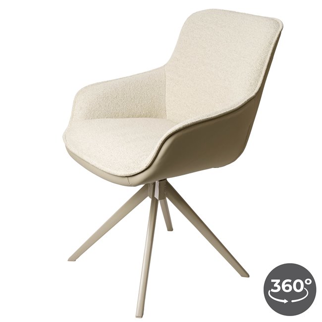 Dining chair Settle 90/24, return swivel 360, light brown/cream color, H85x63x58cm, seat H51cm