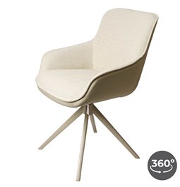 Dining chair Settle 90/24, return swivel 360, light brown/cream color, H85x63x58cm, seat H51cm
