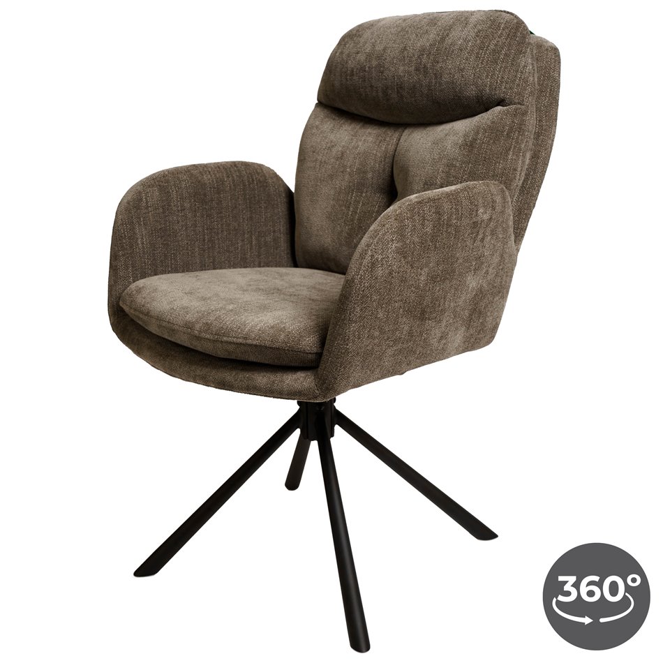 Dining chair Vilando 12, dark grey, rotatable 360 degrees, H90.5x68x60cm, seat height 48cm